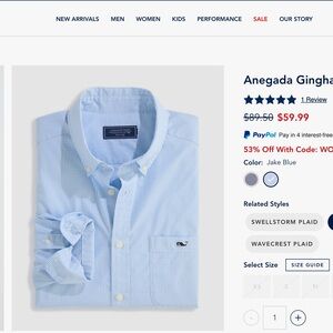 Vineyard Vines Light Blue Checkered Shirt